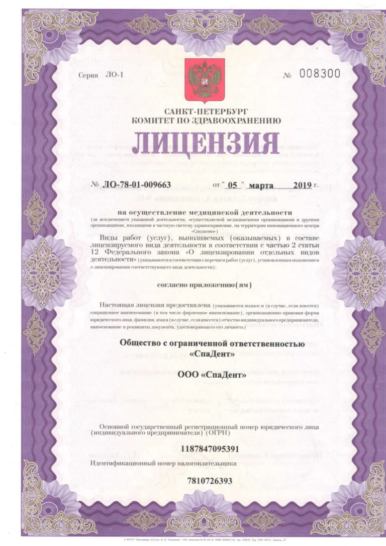 Лицензия SpaDent